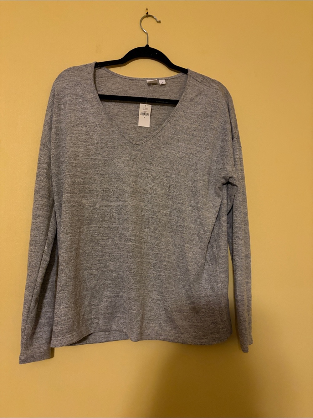 GAP Factory Light Gray V-Neck Long Sleeve Top